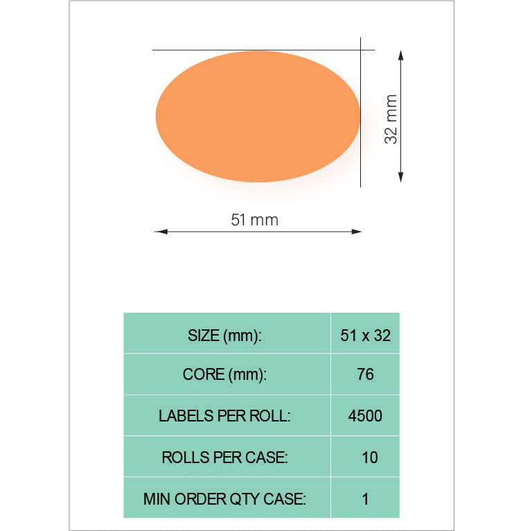 25-AWDC107 - POP, Oval, Orange (51 mm x 32 mm)